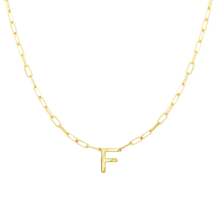 Block Letter Necklace with Paperclip Chain