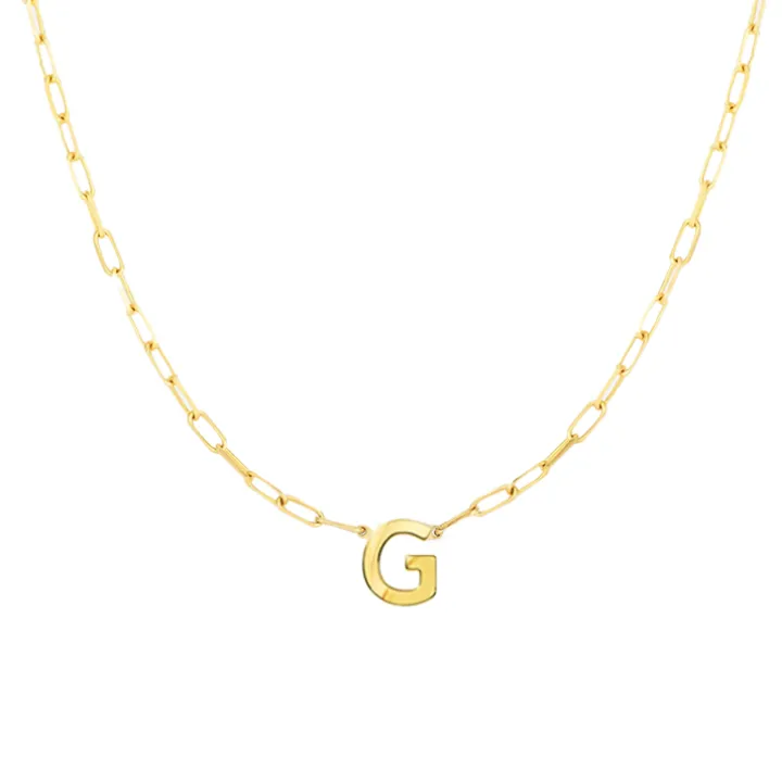 Block Letter Necklace with Paperclip Chain