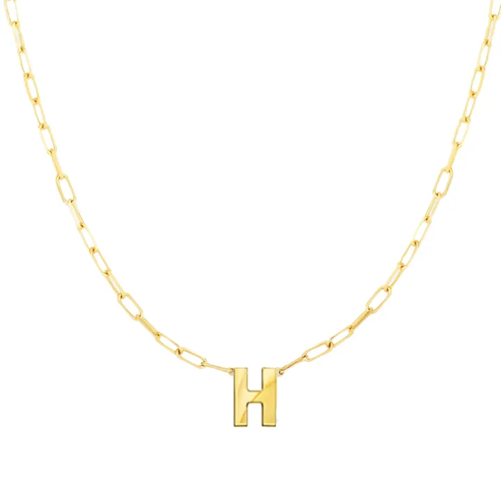 Block Letter Necklace with Paperclip Chain