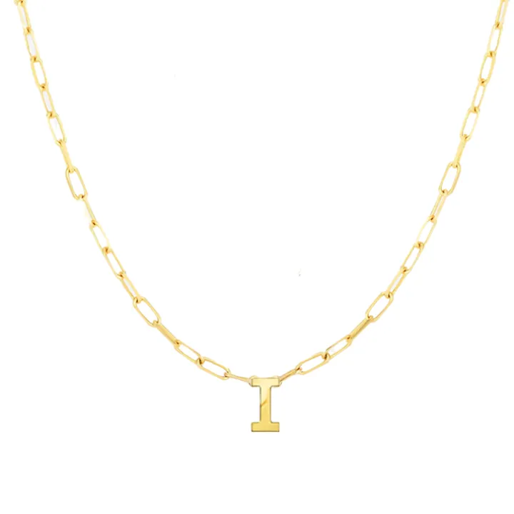 Block Letter Necklace with Paperclip Chain