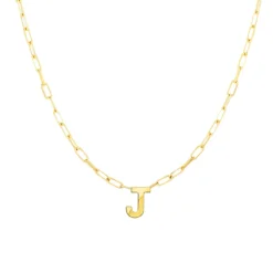Block Letter Necklace with Paperclip Chain