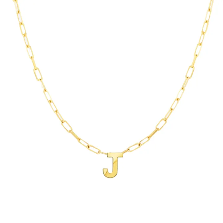 Block Letter Necklace with Paperclip Chain