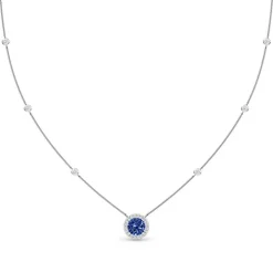 Blue Sapphire Airlie Diamond Cluster Necklace