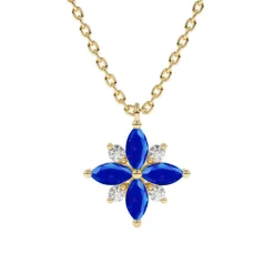 Blue Sapphire and Diamond Lotus Pendant