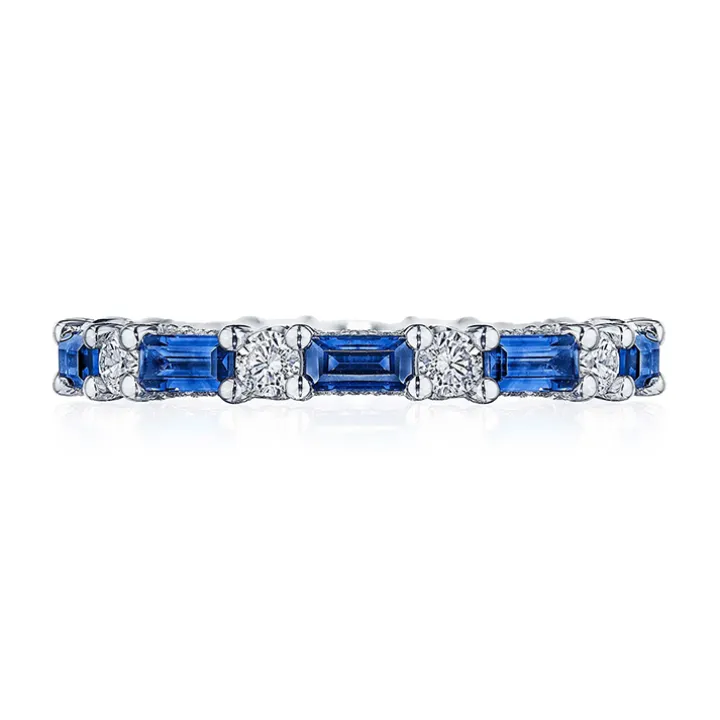 Blue Sapphire and Diamond Eternity Band
