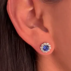 Blue Sapphire Diamond Studs