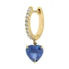 Blue Sapphire Heart Drop Diamond Huggies
