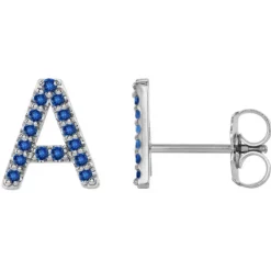 Blue Sapphire Initial Earrings