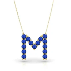 Blue Sapphire Initial Pendant