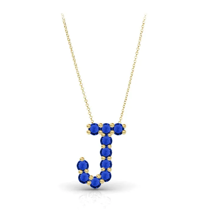 Blue Sapphire Initial Pendant