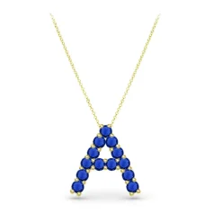 Blue Sapphire Initial Pendant