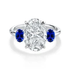 Blue Sapphire Trilogy Engagement Ring