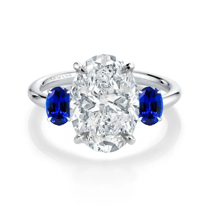 Blue Sapphire Trilogy Engagement Ring