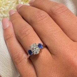 Blue Sapphire Trilogy Engagement Ring