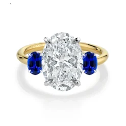 Blue Sapphire Trilogy Engagement Ring