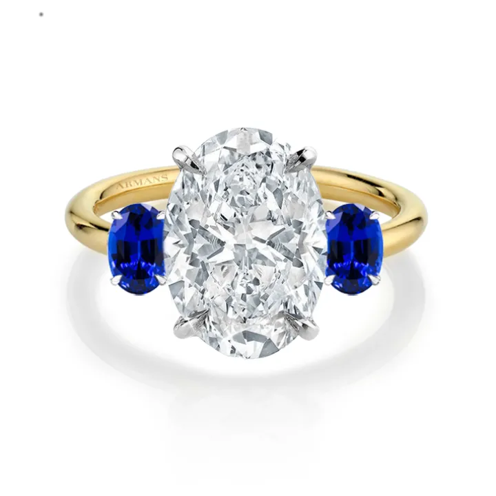 Blue Sapphire Trilogy Engagement Ring