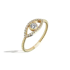 Braided Diamond Evil Eye Ring