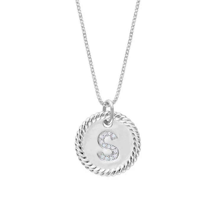 Braided Diamond Initial Disc Pendant