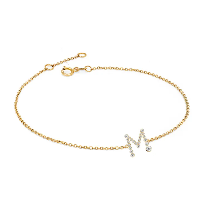 Bubble Diamond Initial Bracelet