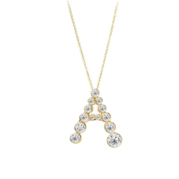 Bubble Diamond Initial Necklace