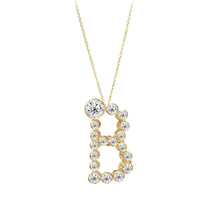Bubble Diamond Initial Necklace