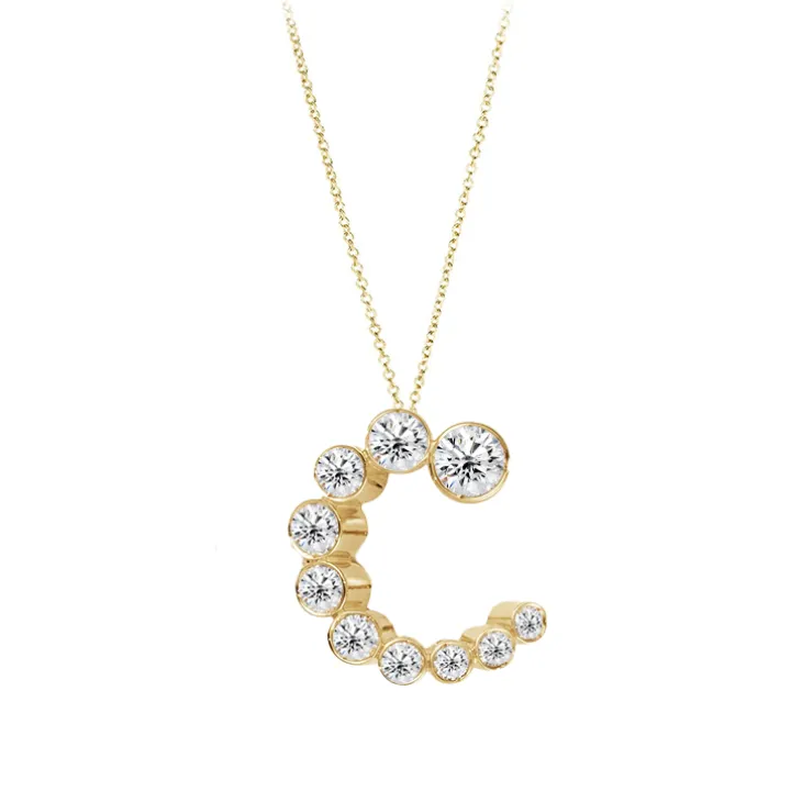 Bubble Diamond Initial Necklace
