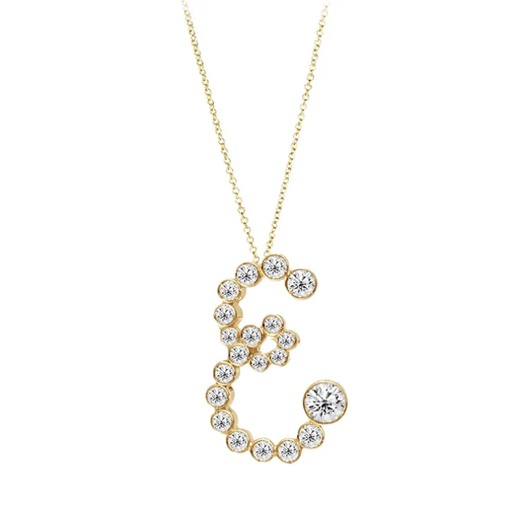 Bubble Diamond Initial Necklace