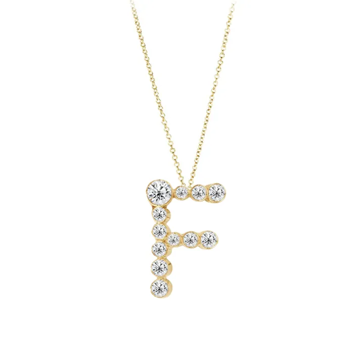 Bubble Diamond Initial Necklace