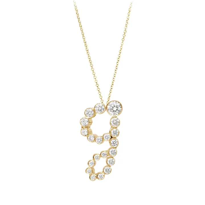 Bubble Diamond Initial Necklace