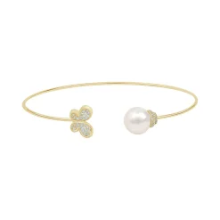 Butterfly and Pearl Open Bangle