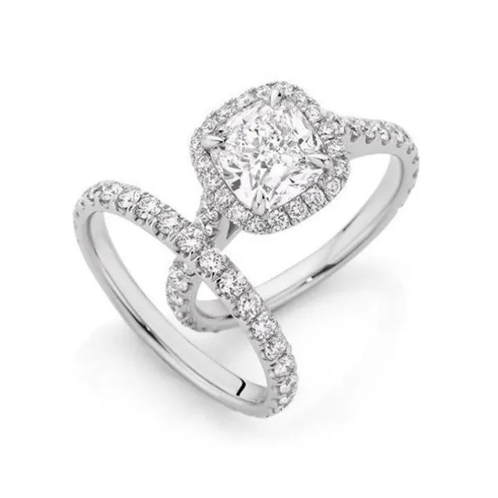Cathedral Cushion Engagement Ring