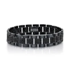 Caviar Black Diamond Link Bracelet