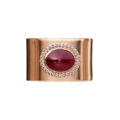 Chunky Band with Red Ruby and Diamond Halo