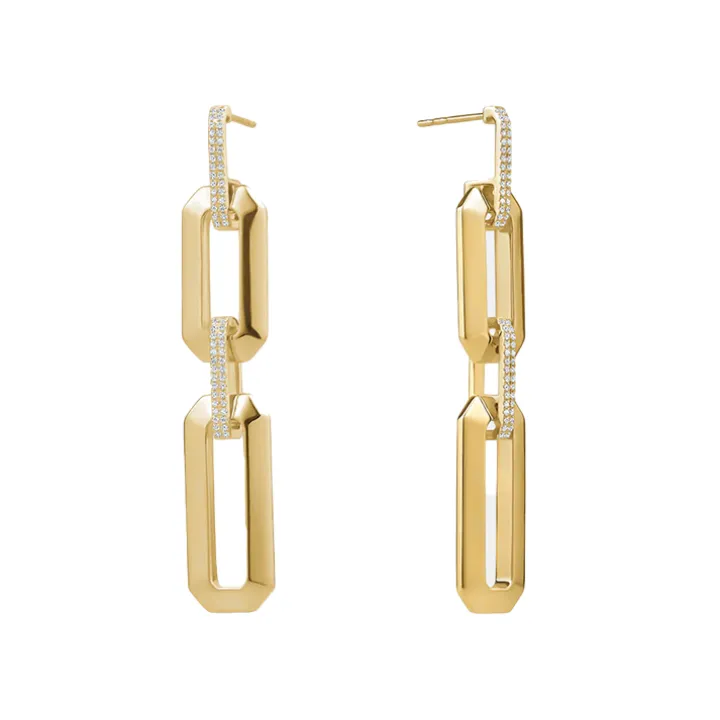 Chunky Diamond Link Drop Earrings