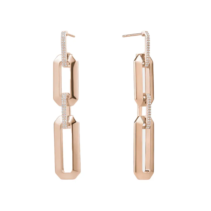 Chunky Diamond Link Drop Earrings