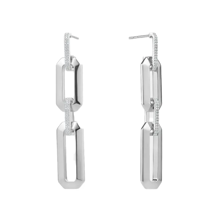 Chunky Diamond Link Drop Earrings