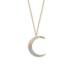 Crescent Moon Diamond Necklace