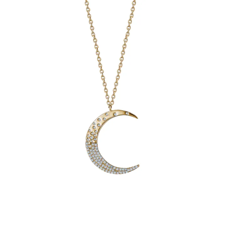 Crescent Moon Diamond Necklace