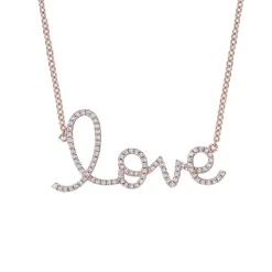 Cursive Love Diamond Necklace
