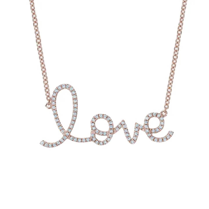 Cursive Love Diamond Necklace