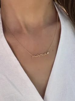 Cursive Solid Gold Mama Necklace