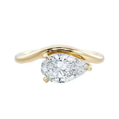 Curved Amara Pear Cut Diamond Engagement Ring