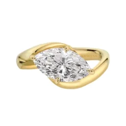 Curved Marquise Diamond Engagement Ring