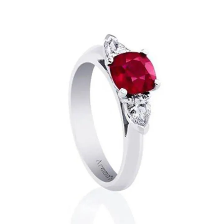 Cushion Burmese Ruby Ring