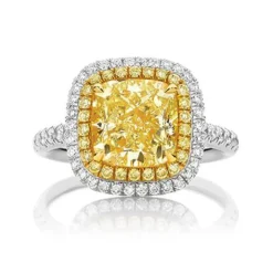 Cushion Yellow Engagement Ring