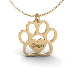 Custom Paw Print Necklace with Heart Engraving