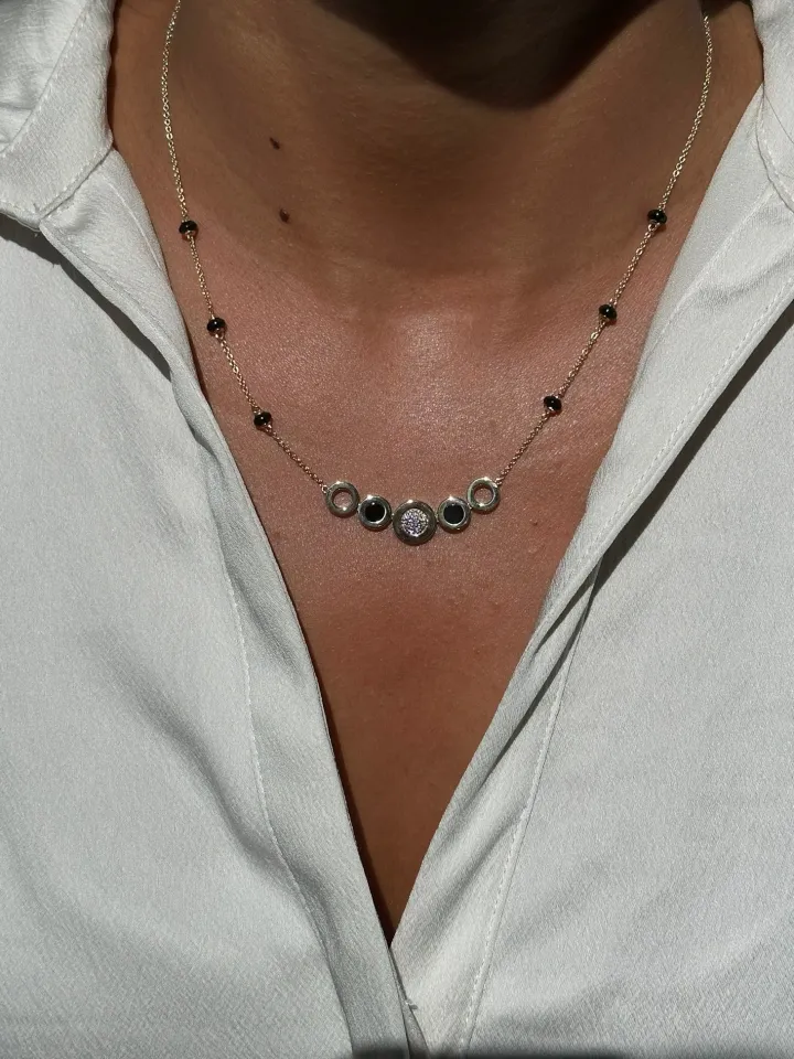 Diamond and Black Onyx Mangalsutra Necklace