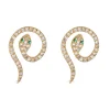 Diamond and Emerald Snake Stud Earrings