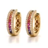 Diamond and Rainbow Sapphire Hoop Earrings