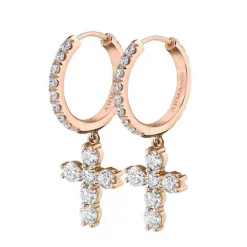 Diamond Cross Drop Earrings